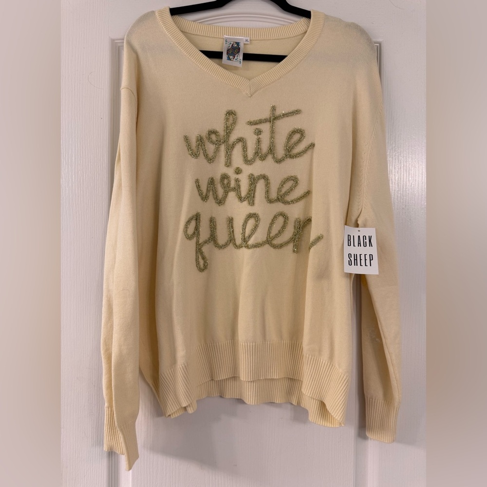 Queen of Sparkles Sweater - White Wine Queen NWT